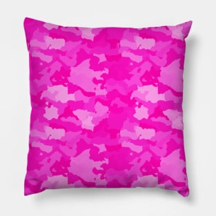 Hot Shocking Neon Pink Girlie Feminine Camo Camouflage Pattern Pillow