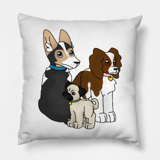 Puppy Trio! Pillow by ceolsonart