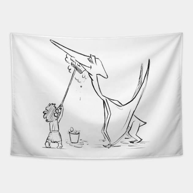 Pterodactyl bath Tapestry by Jason's Doodles