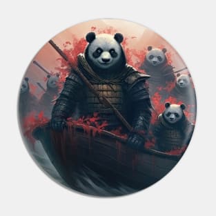 Samurai Pandas: Oil Painting of Courageous Warriors at Sea Pin