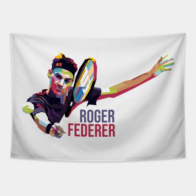 Roger Federer Pop Art Tapestry by mursyidinejad