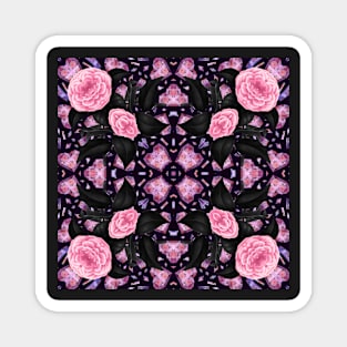 Crystal Hearts and Flowers Valentines Kaleidoscope pattern (Seamless) 5 Magnet