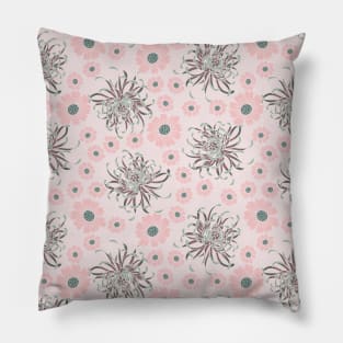 Sweet Pink Chrysanthemum Floral Pillow