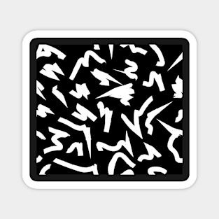 Black and White Retro 80's Eighties Abstract Scribble Magnet