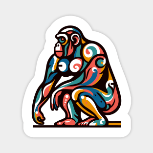 Pop art monkey illustration. cubism illustration of monkey Magnet