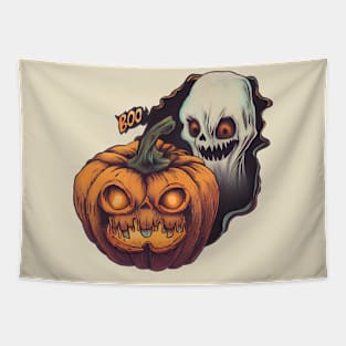 Halloween pumpkin ghost BOO Tapestry