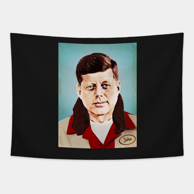 JFK mullet 35th US president John bowling Tapestry by Captain-Jackson