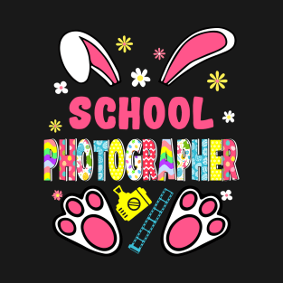 Funny Rabbit School Photographer Easter Day Eggs Bunny T-Shirt