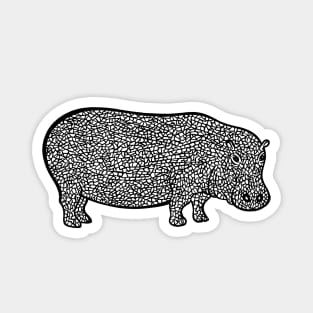 Hippo Ink Art - cool and fun animal design - on white Magnet