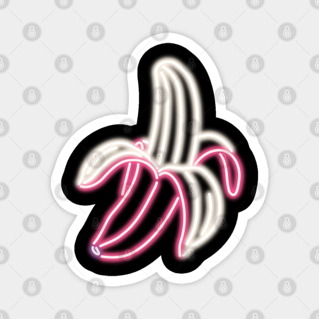 Pink Neon Banana Bar Sign Magnet by gkillerb