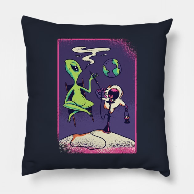 Funny Alien Comic Pillow by Urban_Vintage