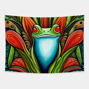 Tim the Colorful and Psychedelic Frog Tapestry