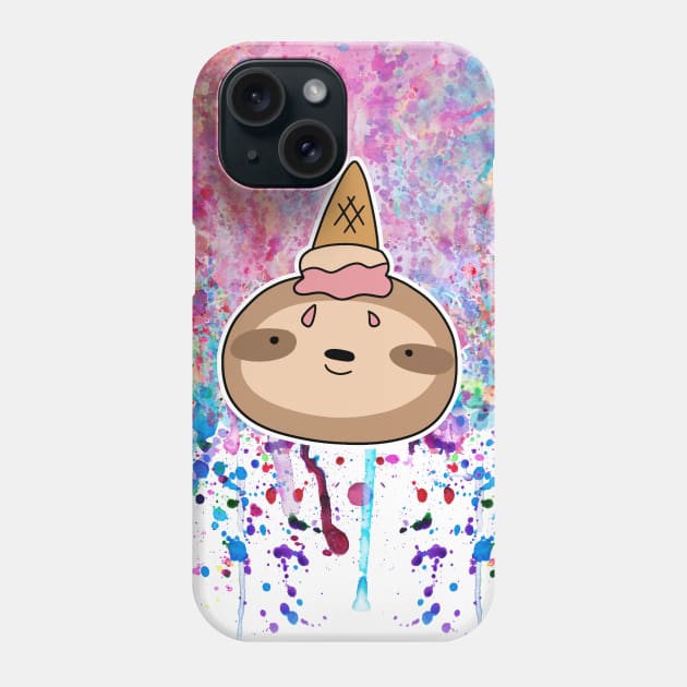 Icecream Cone Sloth Face Rainbow Paint drip Phone Case by saradaboru