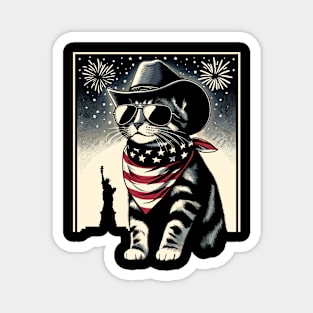 USA Flag Cat 4th of July Funny Patriotic Magnet