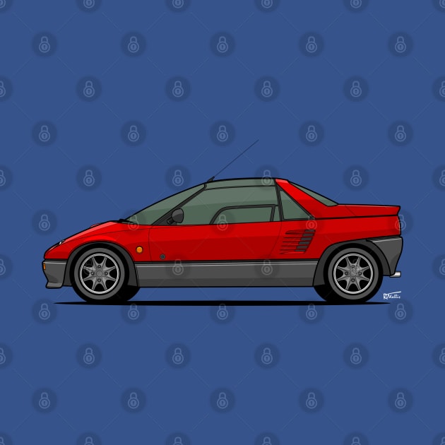 Autozam AZ-1 side profile drawing by RJW Autographics