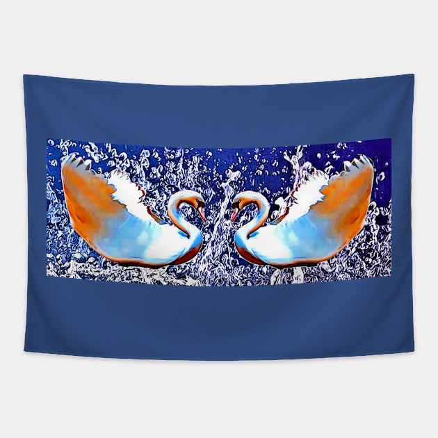 Cartoon Swans Tapestry by danieljanda