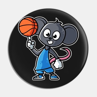 Mouse Basketball Game Day Funny Team Sports B-ball Rat graphic Pin