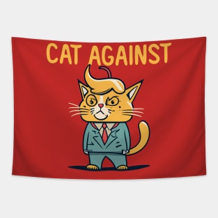 Funny Ilustration Orange Cats Against Trump Tapestry