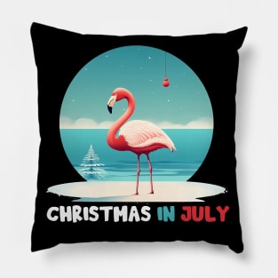Xmas in July, Funny Flamingo Santa Tropical Christmas Pillow