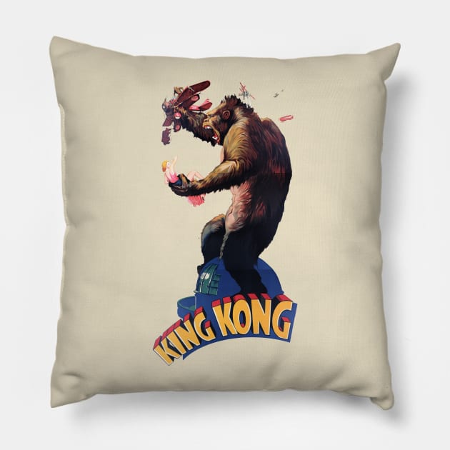 King Kong Retro Pillow by Nerd_art