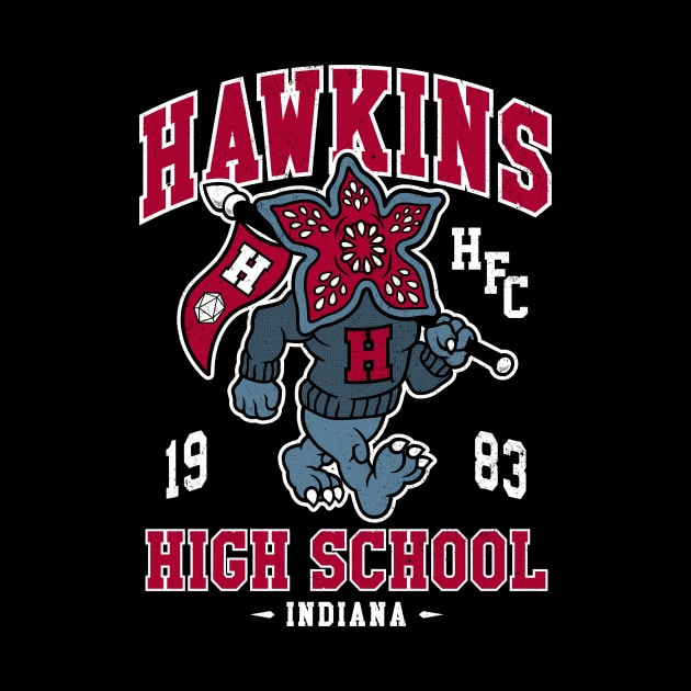 Hawkins High School - Vintage Distressed Creepy Cute College Mascot by Nemons