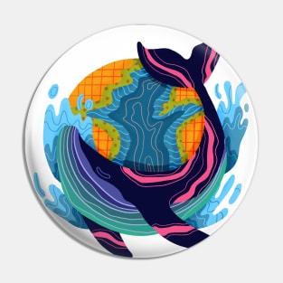 Colorful Whale Art Pin