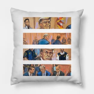 Trump Courtroom Sketch Comic Book Strip Pillow