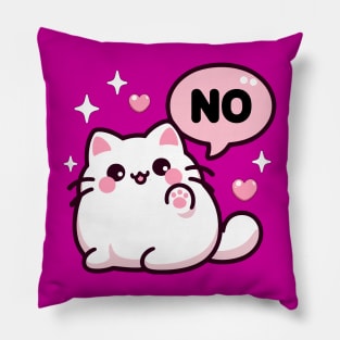 Cute Lovely Pink Kitten Saying No Pillow