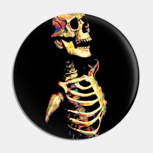 Creepy Screaming Painted Skeleton Pin