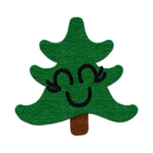 Smiling Cute Felt Look Christmas Trees | Cute Stickers by Cherie(c)2021 T-Shirt