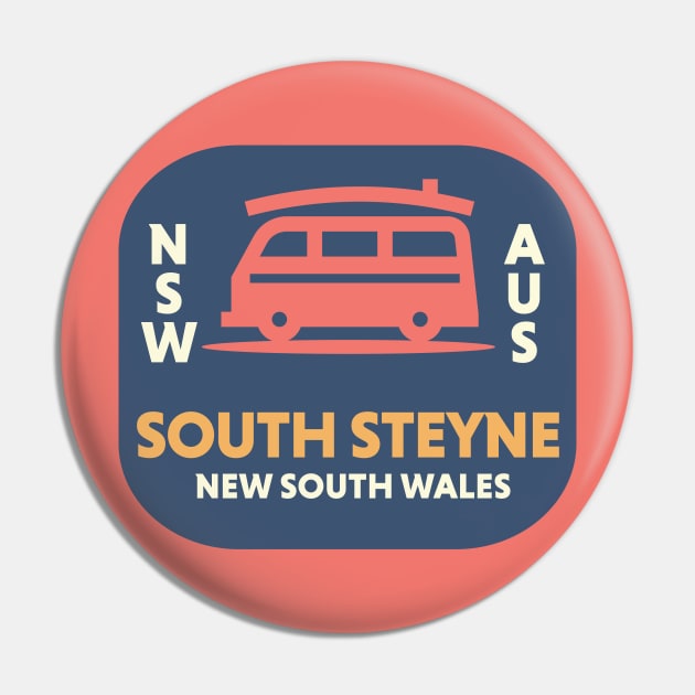 Retro Surfing Emblem South Steyne NSW Australia // Vintage Surfing Badge Pin by Now Boarding