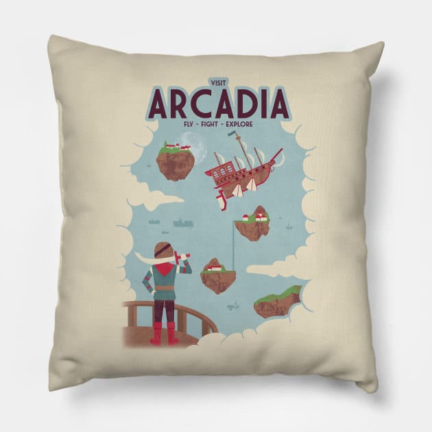 Holiday Destination Pillow by HandsOffMyDinosaur