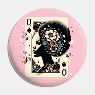 Black Queen Poker Tarot Card Pride History African American Pin