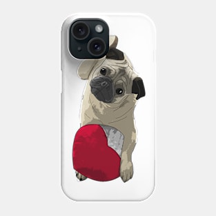 Pug Dog with a Heart Phone Case