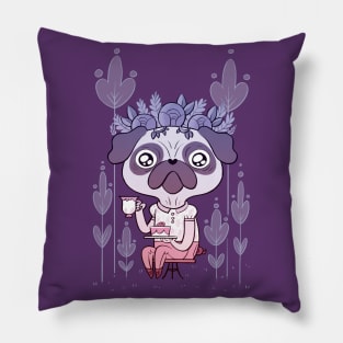 Tea Time for Pug Pillow