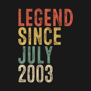 Legend Since July 2003 17th Birthday Gifts 17 Year Old T-Shirt