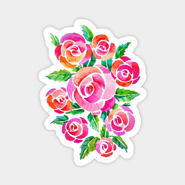 watercolor vintage roses Magnet by ativka