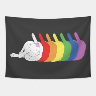 Cat butt licking rainbow Tapestry