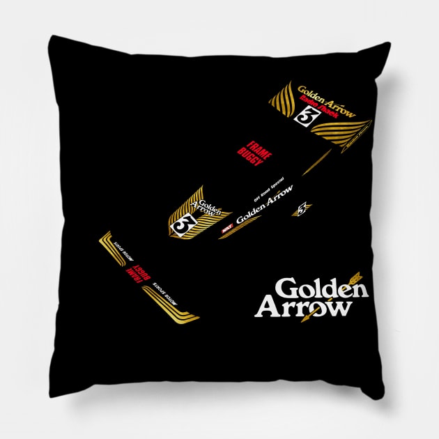 Golden Arrow Frame Buggy Decal Silhouette 80s Retro RC Toys Pillow by Nostalgia-RC