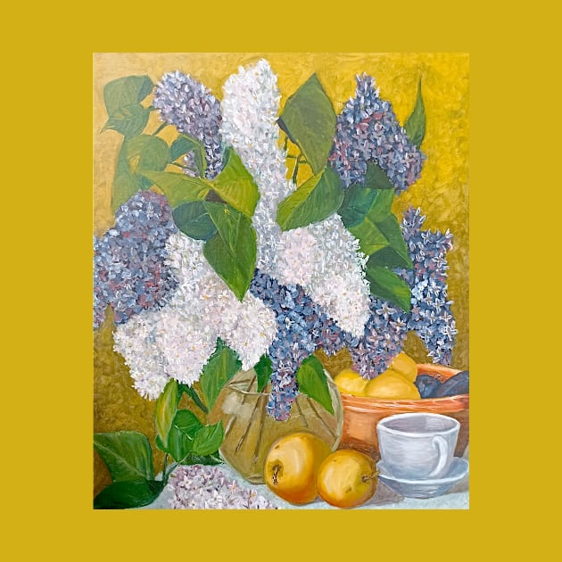 Still life with a bouquet of lilacs and fruits by TaliArtiYa