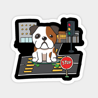 Funny bulldog is on a skateboard Magnet