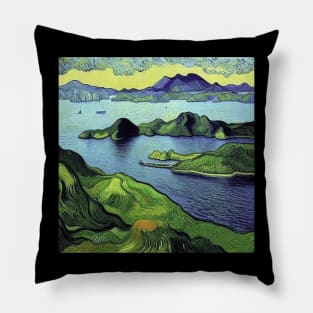 Komodo Island in Van Gogh's style Pillow