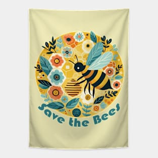 Earth Day Bee and Flowers Tapestry