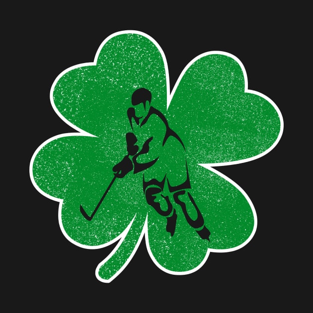 Hockey Shamrock Clover Vintage T-Shirt Irish Gift by Dunnhlpp