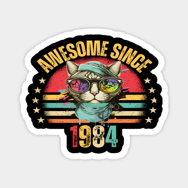 40th Birthday shirt 40 Year Old Cat Lover Awesome Since 1984 Magnet by baskonero Shop