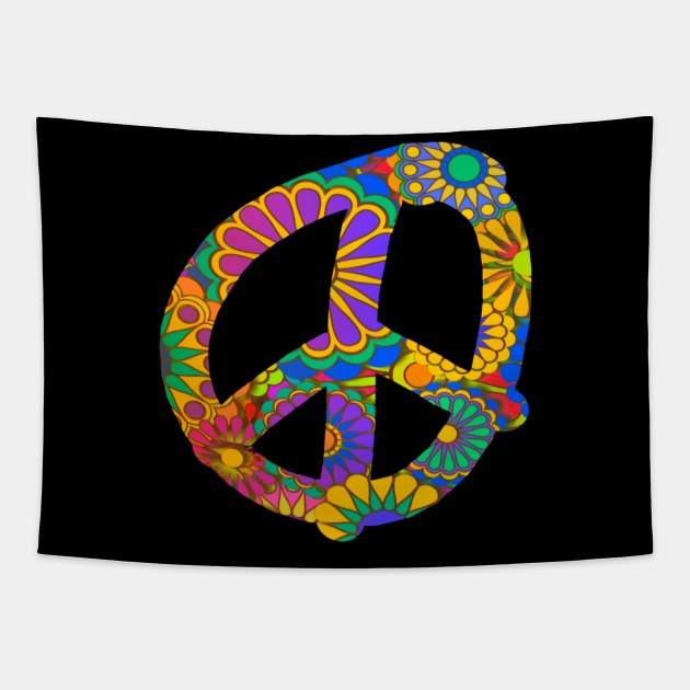 Fun and Colorful Peace Symbol Tapestry by AlondraHanley