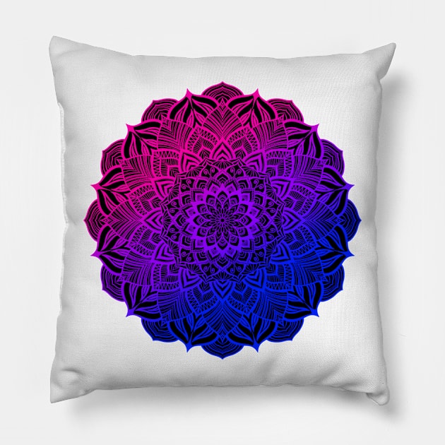 Bisexual Pride Striped Mandala Pillow by JustGottaDraw