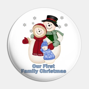 Snowman Snow Family First Christmas - Blue Pin