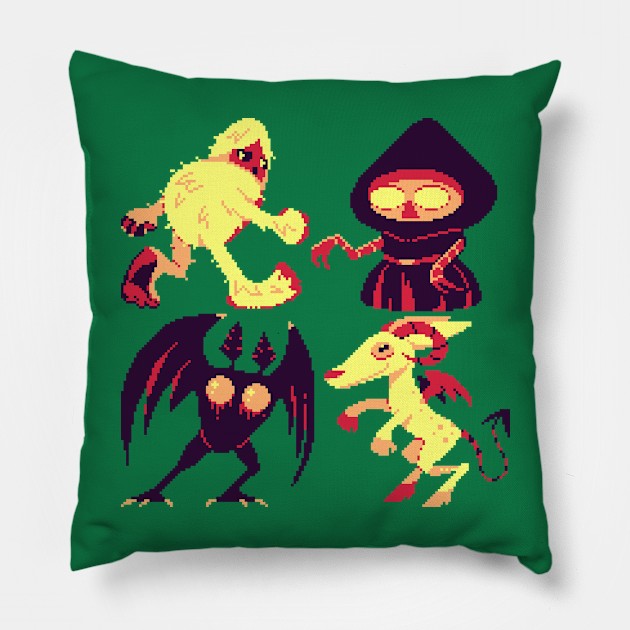 Pixel Cryptids Pillow by MalevolentMask