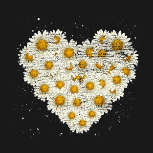 Botanical Heart Daisies Gardener Floral Nature Daisy Flower T-Shirt